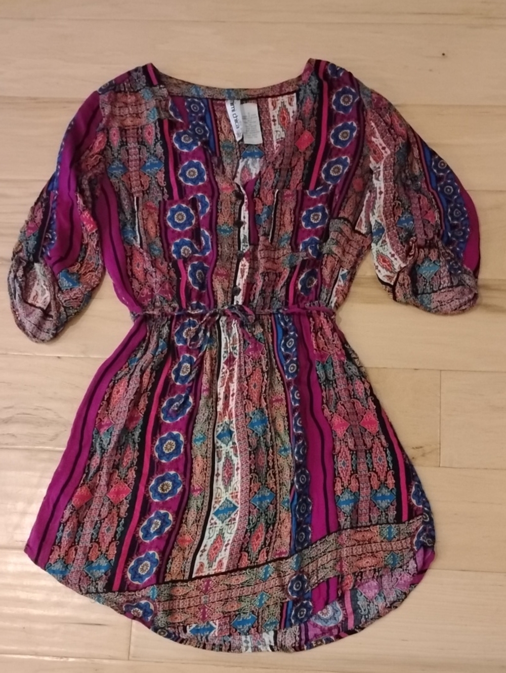 Boho Floral Stripe Tunic Top